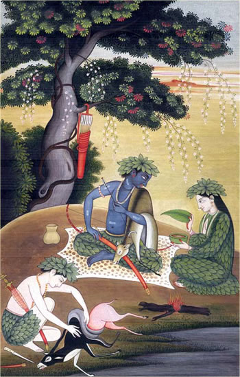 Sita Rama and Laxsmana in the forest.