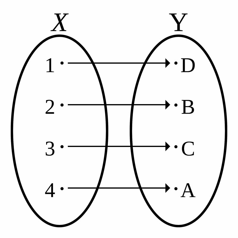 bijection mapping of x to y