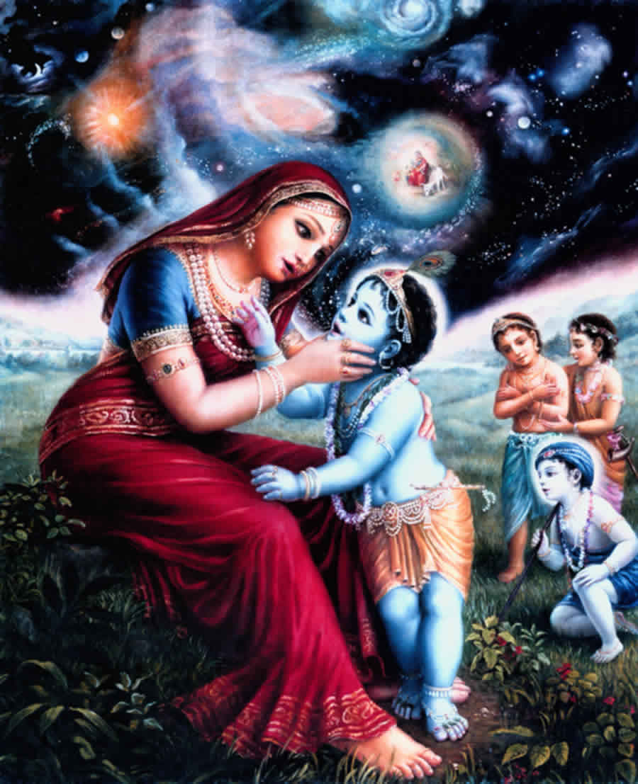 Mother Yashoda looks in Krsna mouth