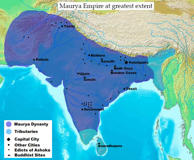 Maurya Empire at maximum extent