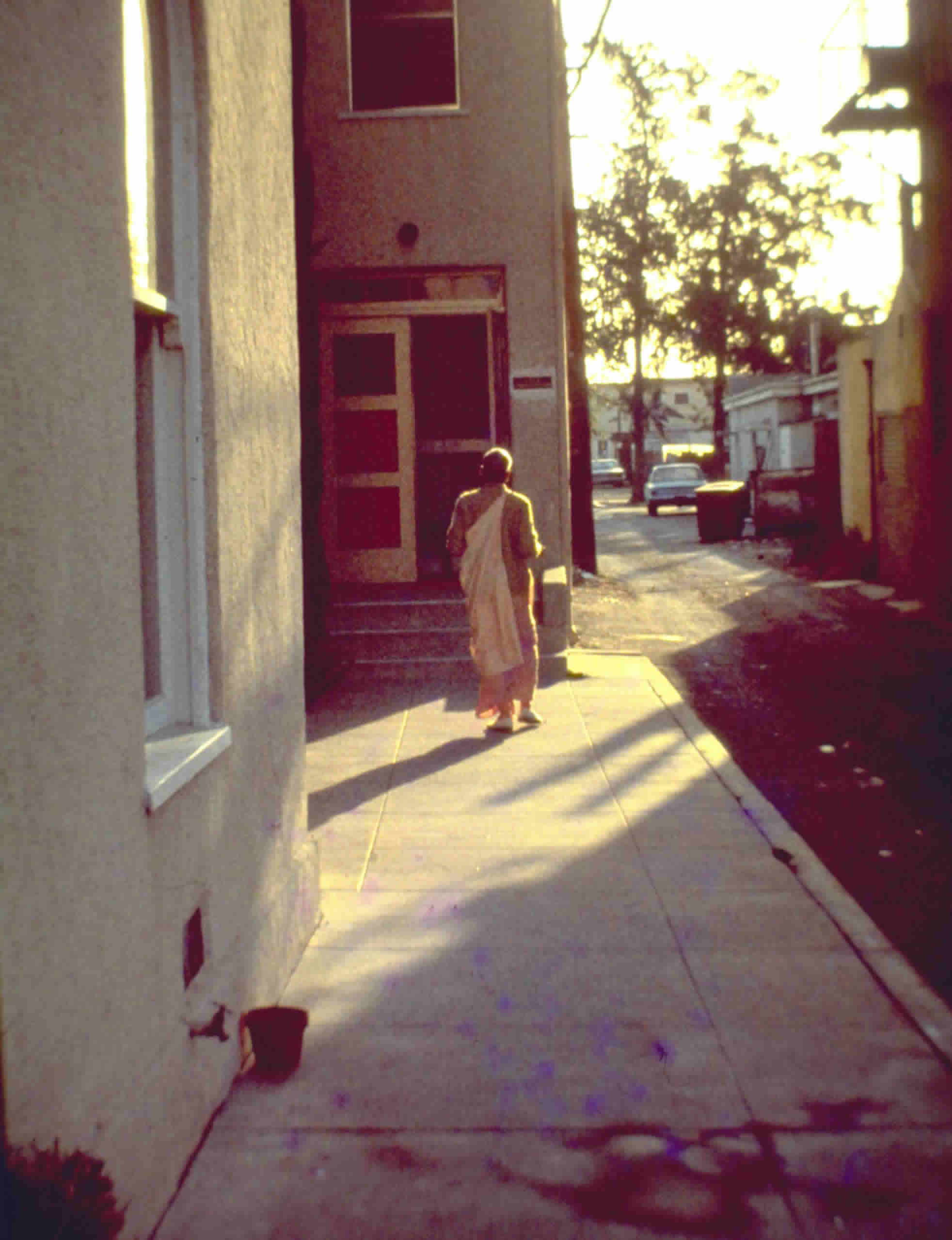 Walking down a street