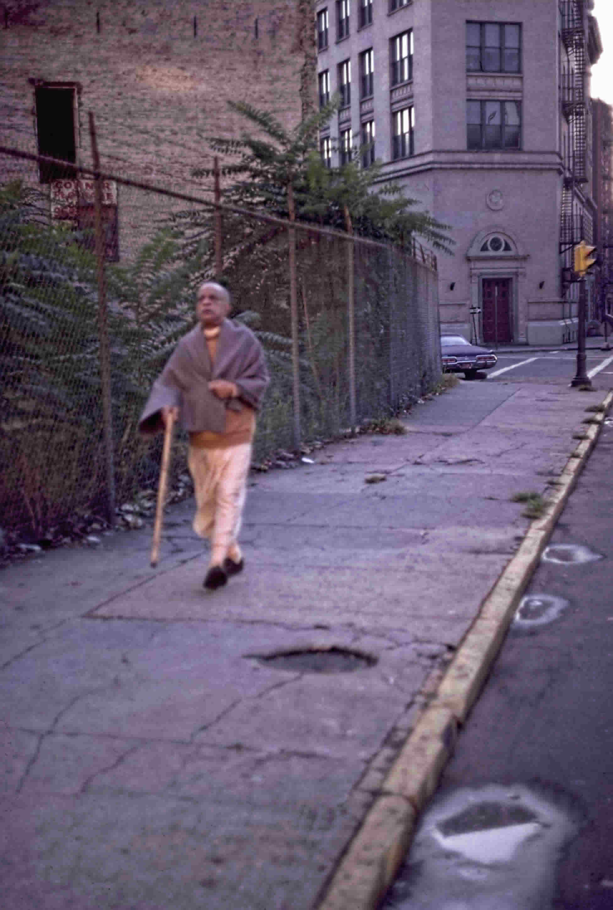 Walking in a slum.