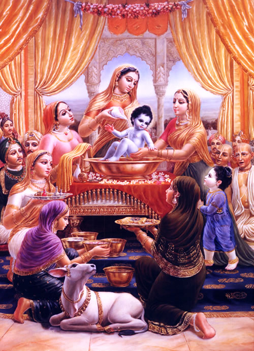 bathing Lord Krsna