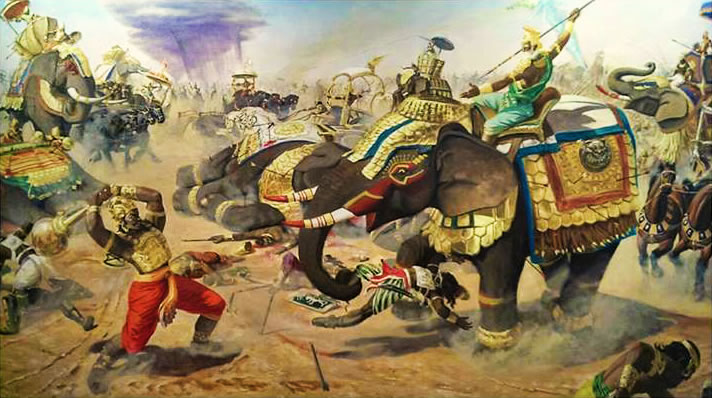 Bhima fights with Jayadrata.