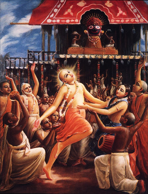 Lord Caitanya dances ecstatically before Lord Jagannatha