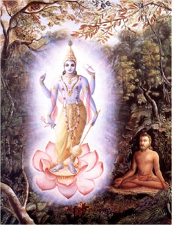 yogi meditating on visnu