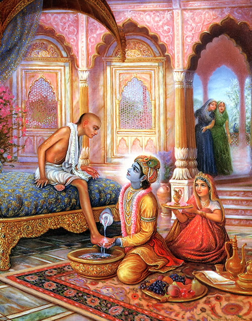 krsna washes sudama's feet