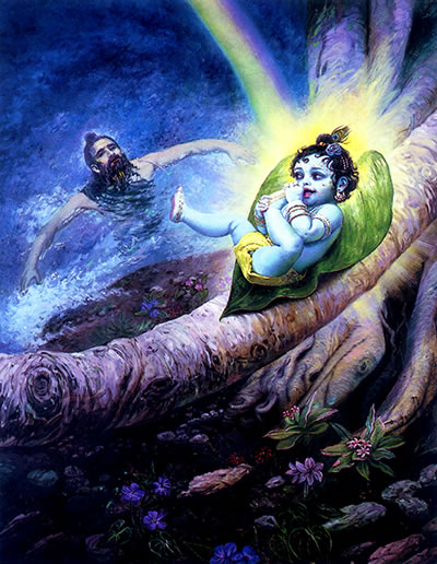 Markendeya Rishi sees baby Krsna