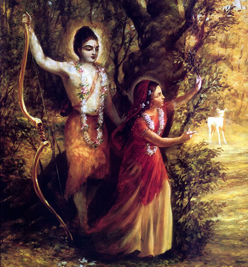 Sita and Rama see the golden deer